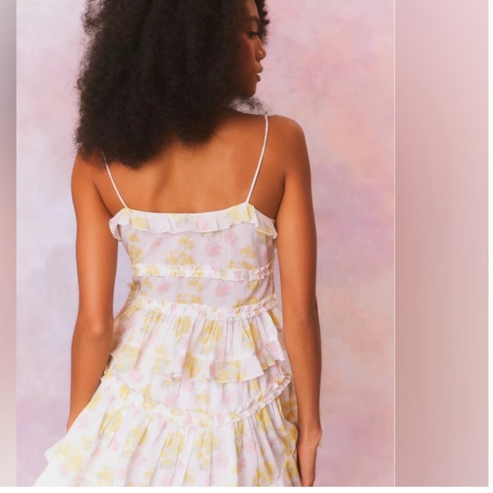 Love Shack Fancy Floral Tiered Mini Dress XS - Picture 5 of 6